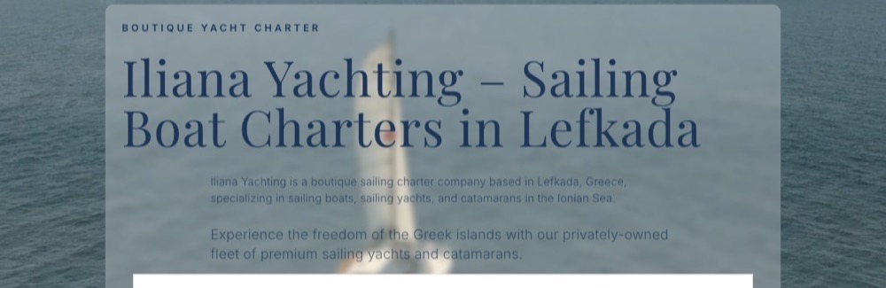 Iliana Yachting boutique charter website homepage